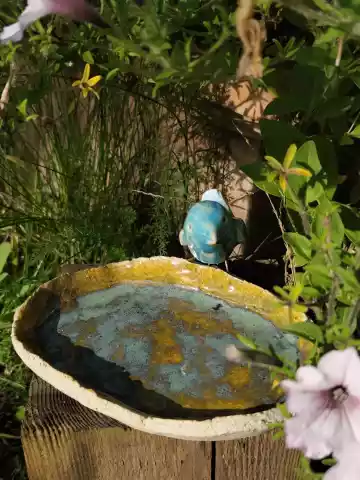 Poidło ceramiczne z błękitnym ptaszkiem