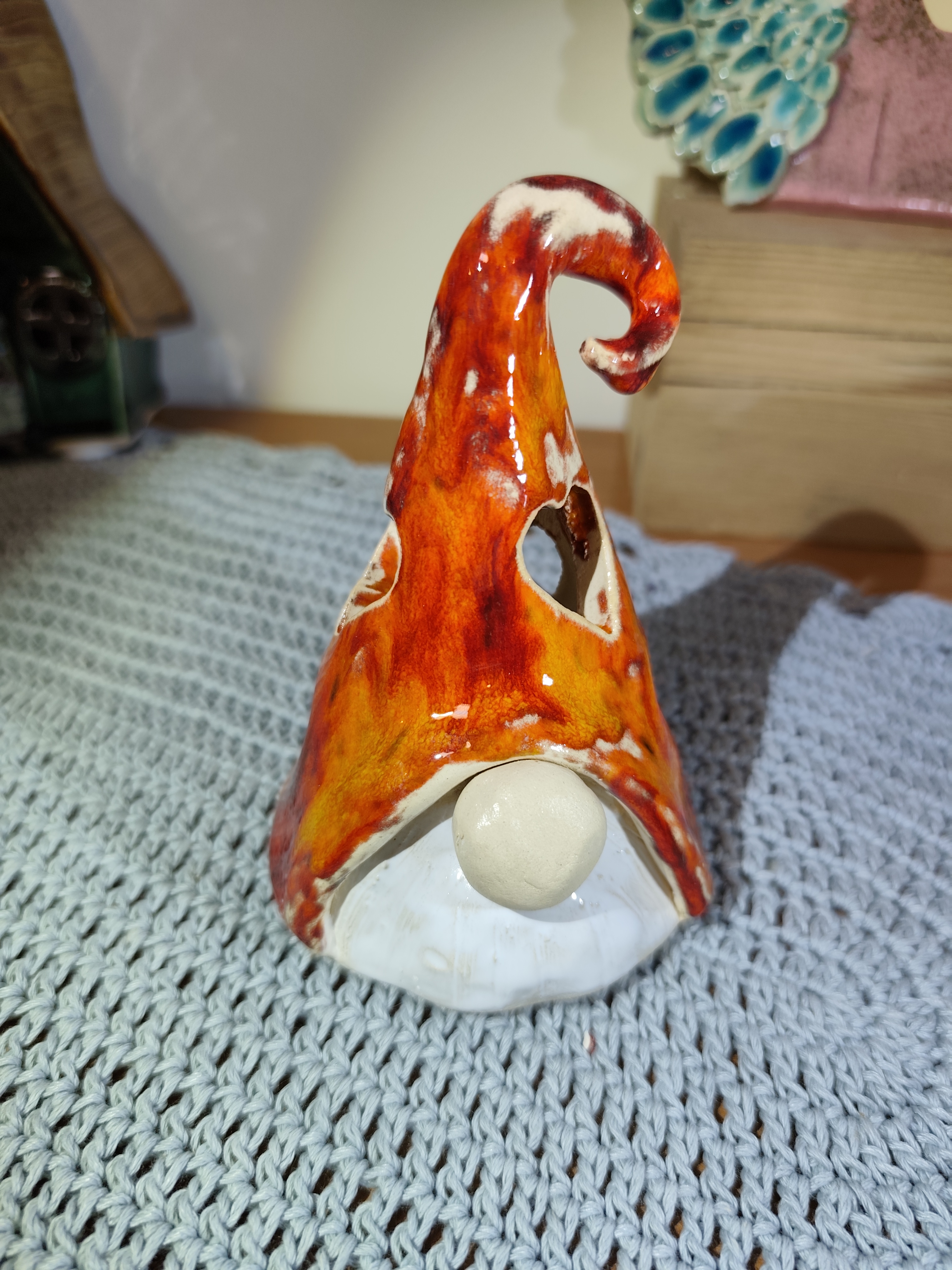 krasnal ceramiczny lampion